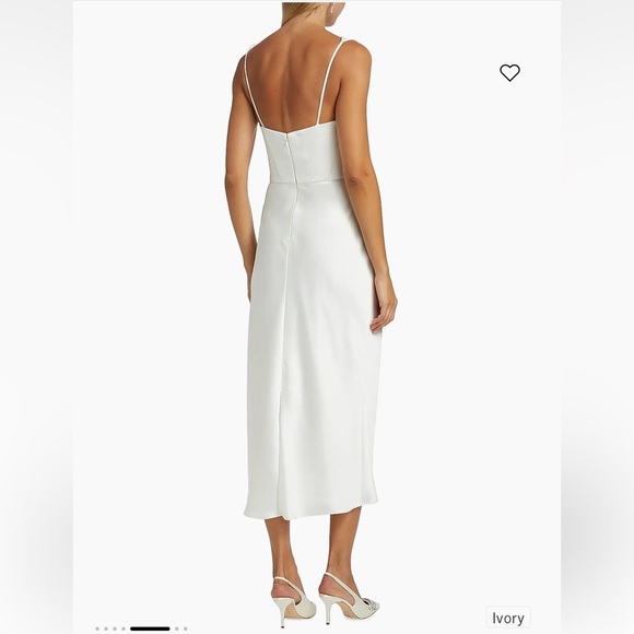 Amsale Satin Cowl Neck Midi Dress Ivory - Picture 3 of 6